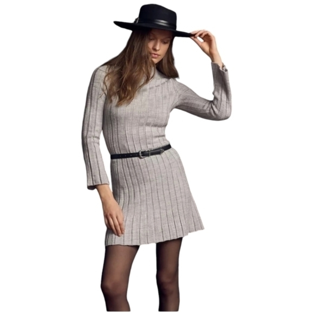 NWT 1X By Anthropologie ribbed A-Line‎ knit bell sleeve Sweater Mini Dress